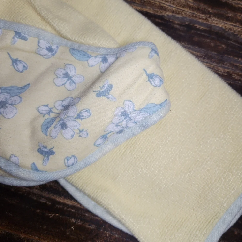 vintage baby towel yellow floral